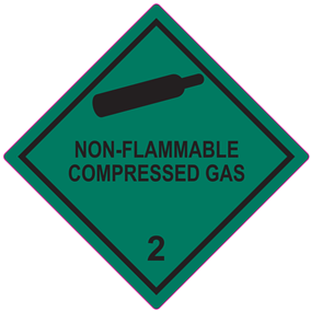 Etikette Gefahrgutklasse 2.2 Gefahrinweis Non-flammable, non-toxic Gas/ Nicht brennbares, ungiftiges Gas