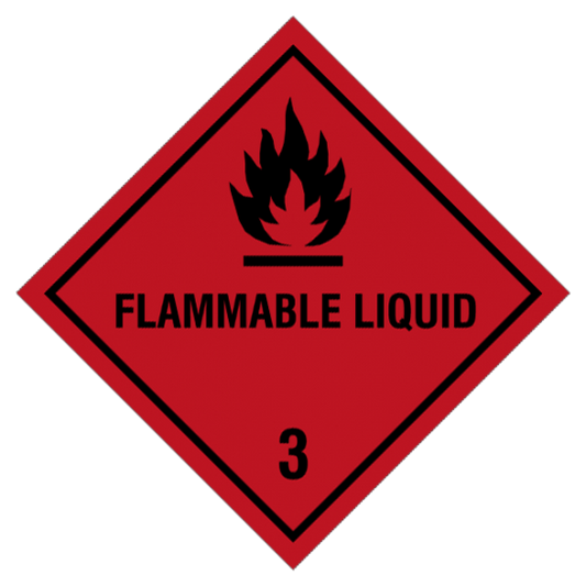 Etikette Gefahrgutklasse 3 Gefahrhinweis Flammable liquid/ Brennbare Flüssigkeit
