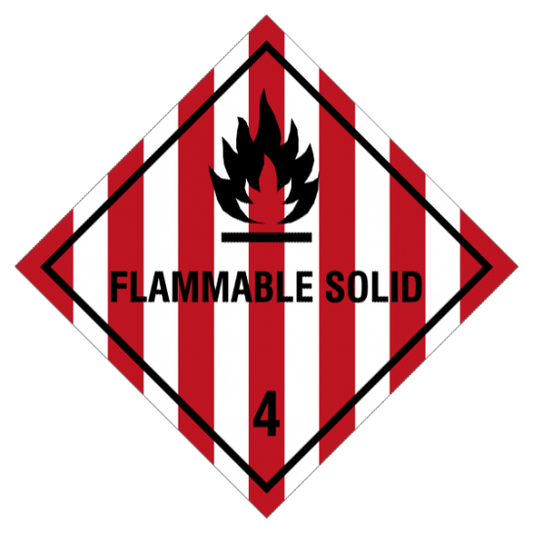 Etikette Gefahrgutklasse 4.1 Gefahrhinweis Flammable Solid/ Brennbarer Feststoff