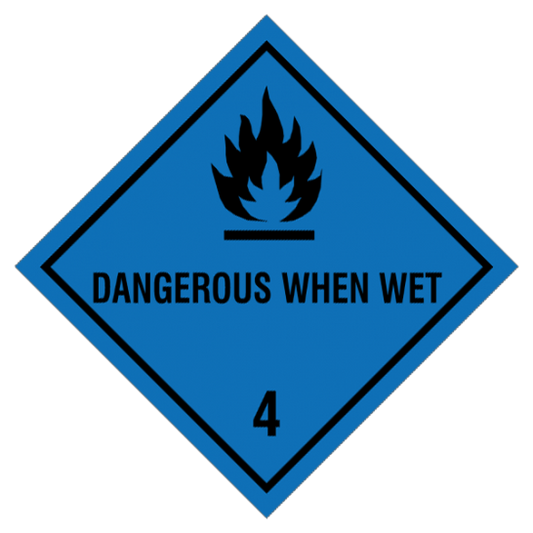 Etikette Gefahrgutklasse 4.3 Gefahrhinweis Dangerous when wet/ Gefährlich bei Nässe