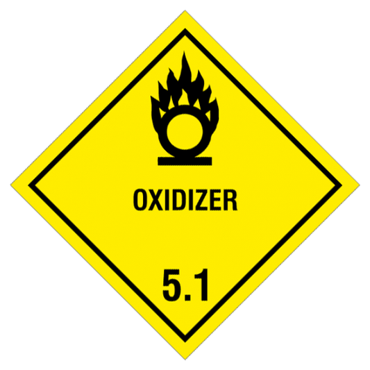 Etikette Gefahrgutklasse 5.1 Gefahrhinweis Oxidizer/ Oxidationsmittel