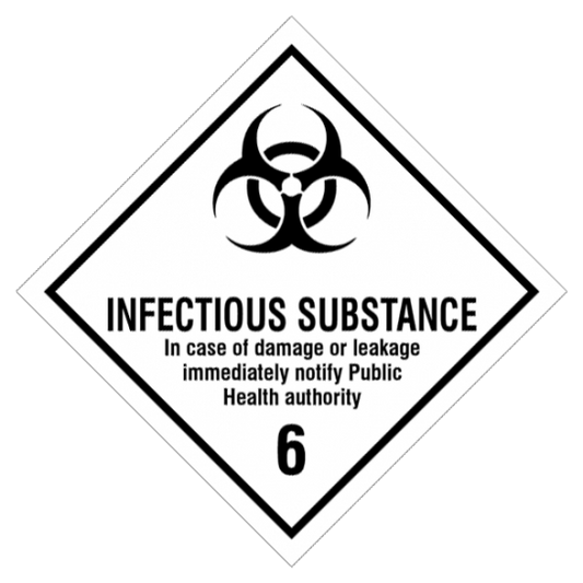 Etikette Gefahrgutklasse 6.2 Gefarhinweis Infectious Substance/ Infektiöse Substanz