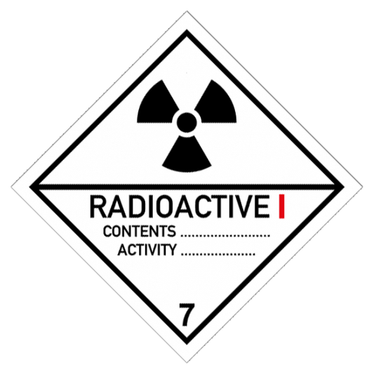 Etikette Gefahrgutklasse 7 Verpackungsgruppe I