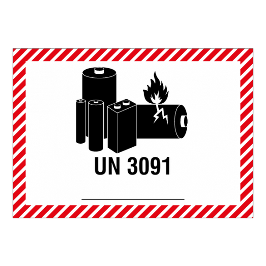 Etikette Lithiumbatterien UN 3091, 105 x 74mm