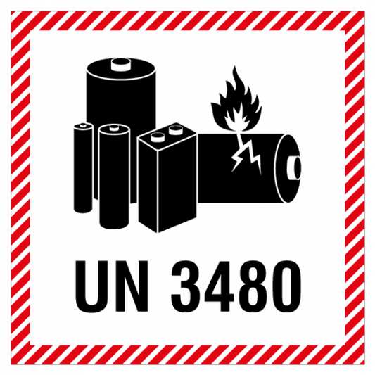 Etikette Lithiumbatterien UN 3480, 100 x 100mm